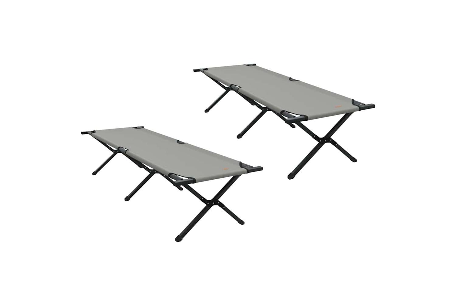 Vidaxl Folding Camping Bed 2 Pcs Grey 193 X 69 X 45 Cm Oxford Fabric-2