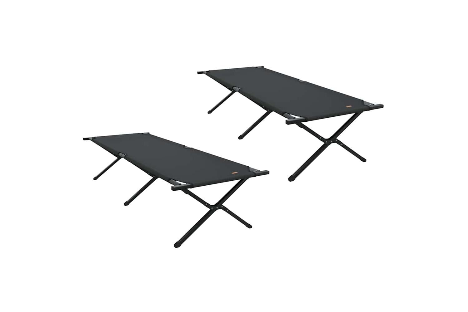Vidaxl Folding Camping Bed 2 Pcs Black 210 X 80 X 46 Cm Oxford Fabric