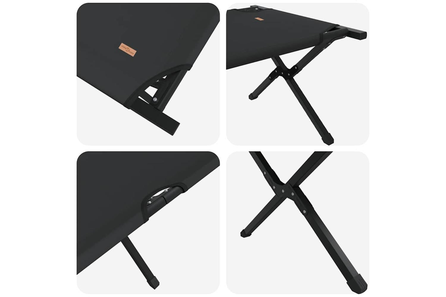Vidaxl Folding Camping Bed 2 Pcs Black 210 X 80 X 46 Cm Oxford Fabric-9
