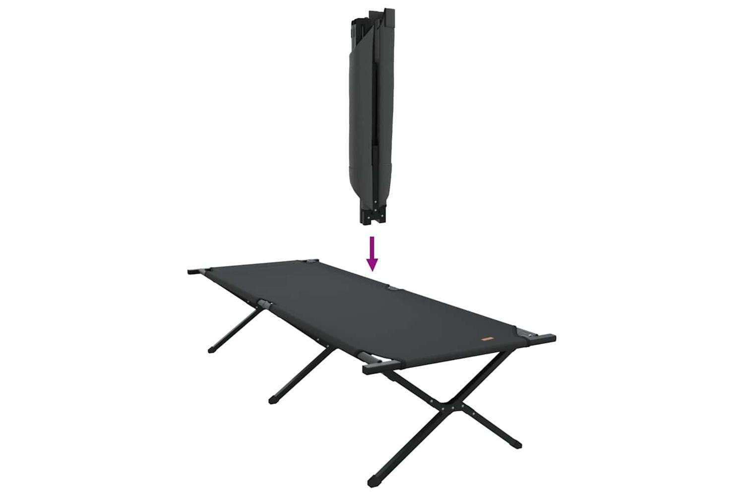 Vidaxl Folding Camping Bed 2 Pcs Black 210 X 80 X 46 Cm Oxford Fabric-10