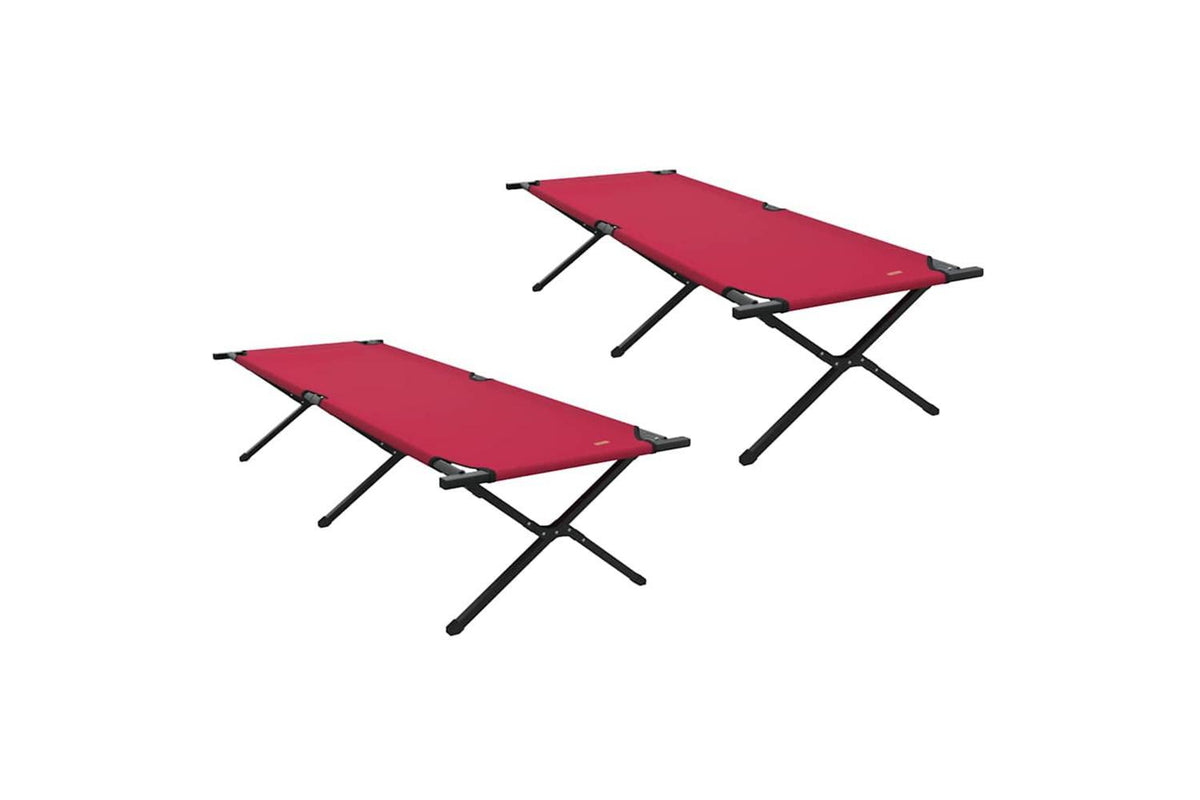 Vidaxl Folding Camping Bed 2 Pcs Red 210 X 80 X 46 Cm Oxford Fabric-2