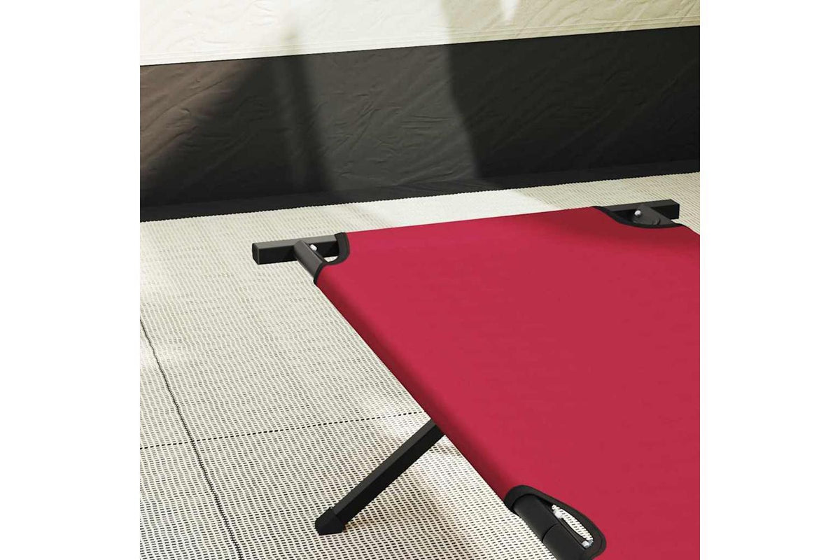 Vidaxl Folding Camping Bed 2 Pcs Red 210 X 80 X 46 Cm Oxford Fabric-3