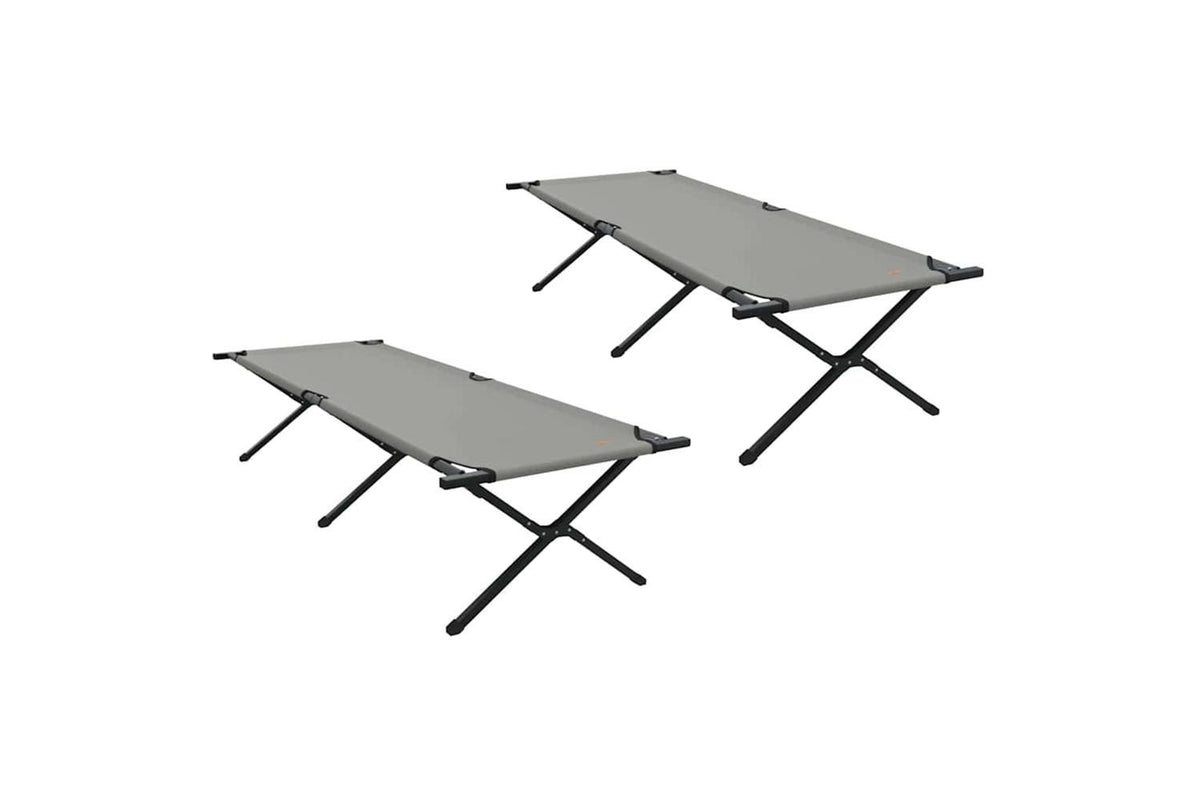 Vidaxl Folding Camping Bed 2 Pcs Grey 210 X 80 X 46 Cm Oxford Fabric