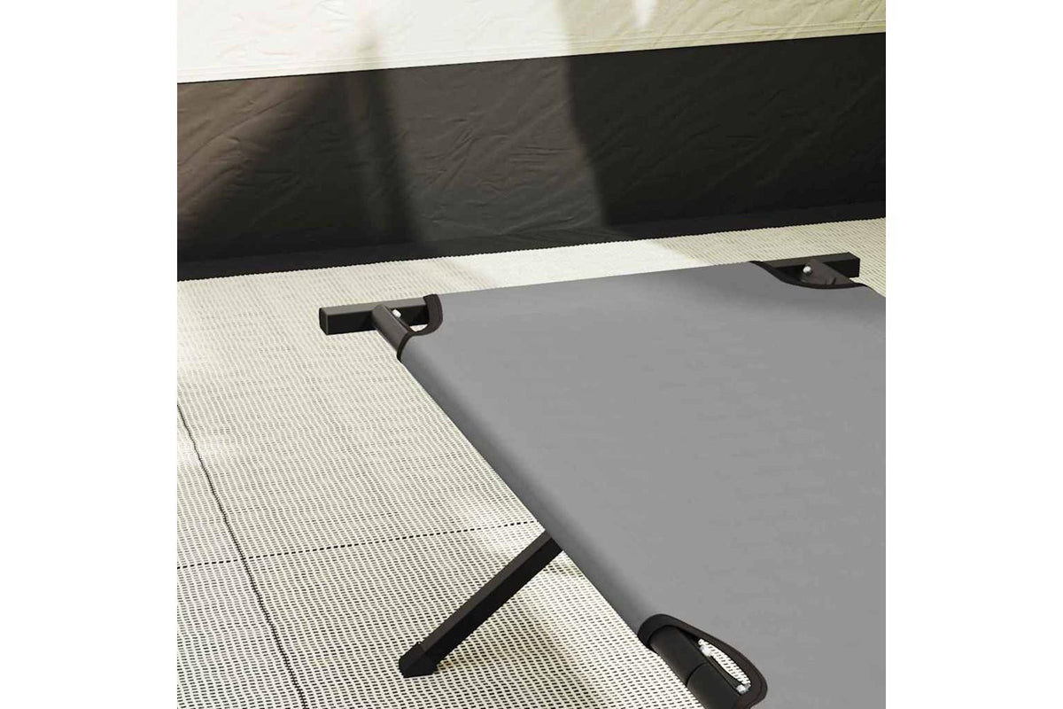 Vidaxl Folding Camping Bed 2 Pcs Grey 210 X 80 X 46 Cm Oxford Fabric-3