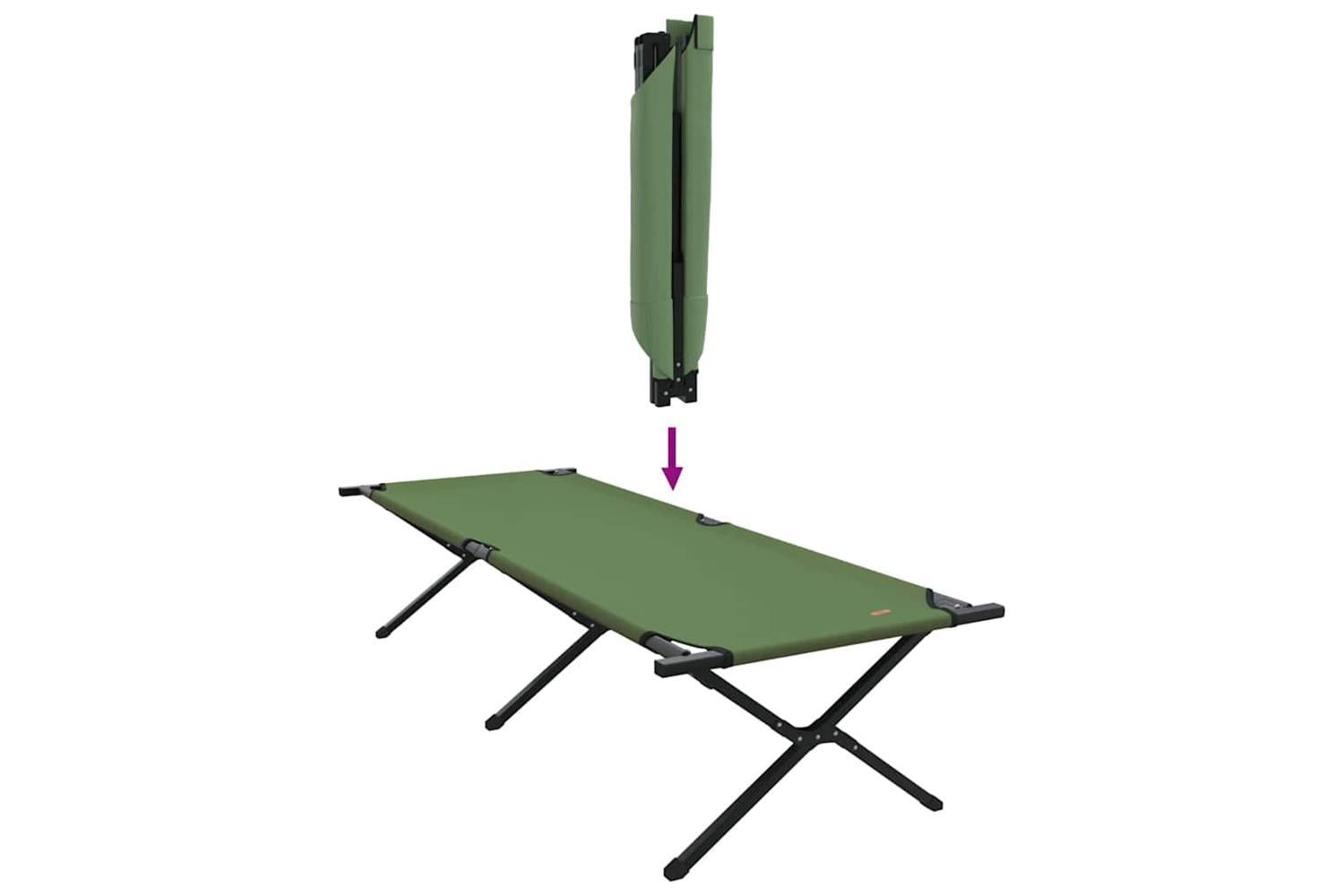 Vidaxl Folding Camping Bed 2 Pcs Green 210 X 80 X 46 Cm Oxford Fabric-10
