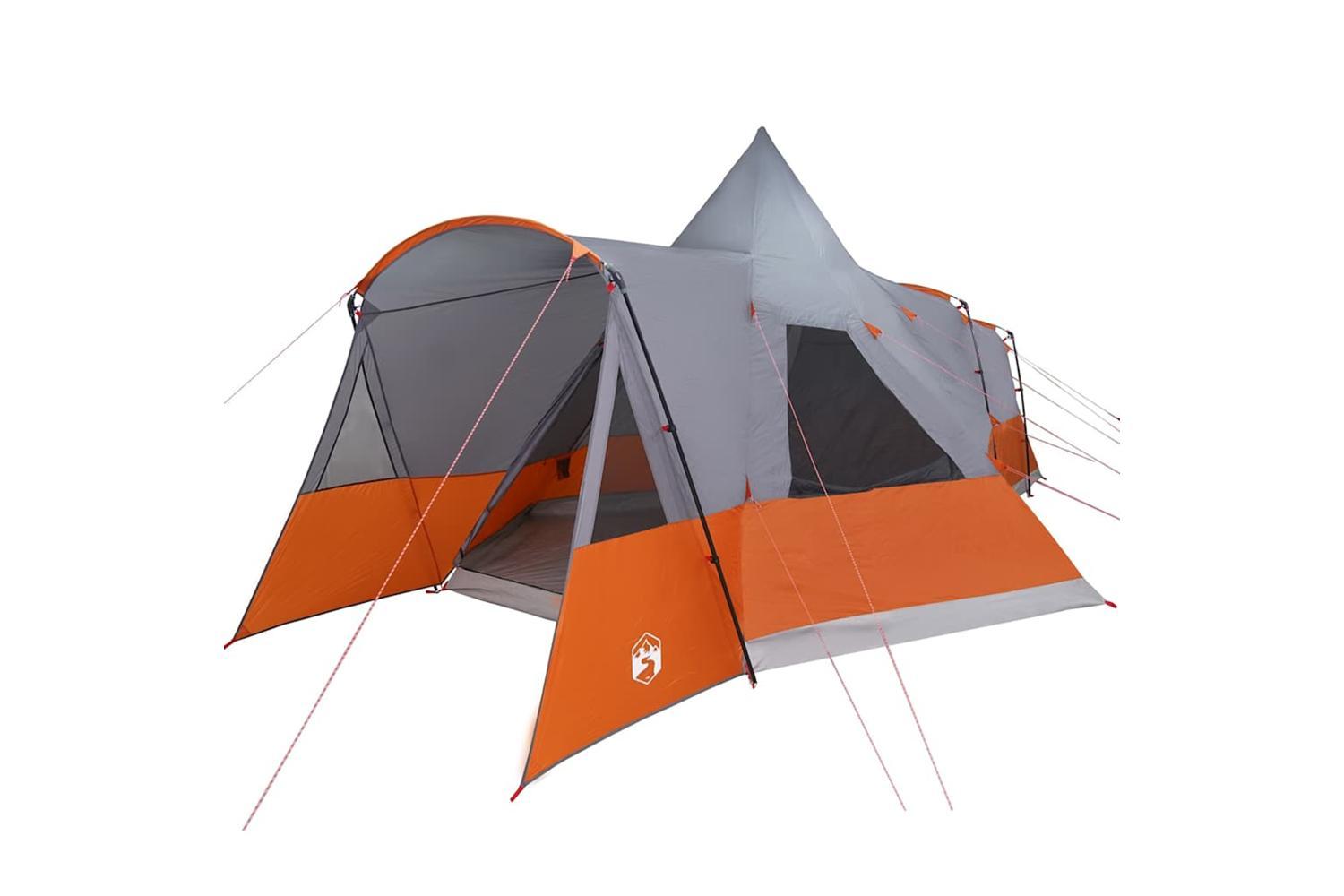 Vidaxl Teepee Tent With Roof Grey And Orange 720 X 465 X 295 Cm
