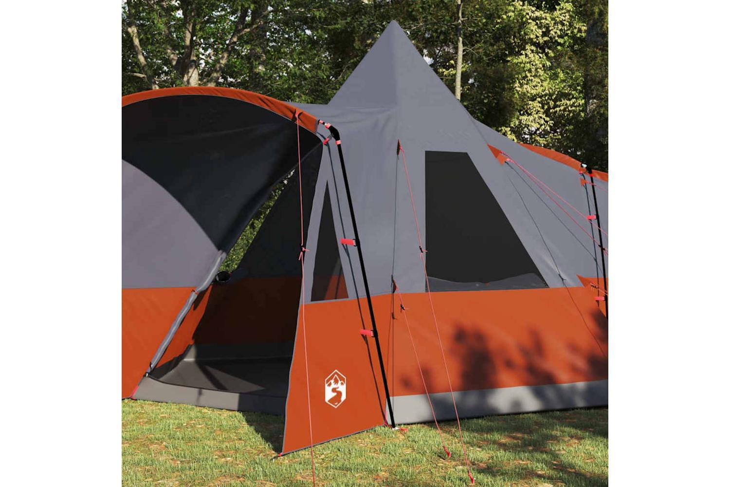 Vidaxl Teepee Tent With Roof Grey And Orange 720 X 465 X 295 Cm-3
