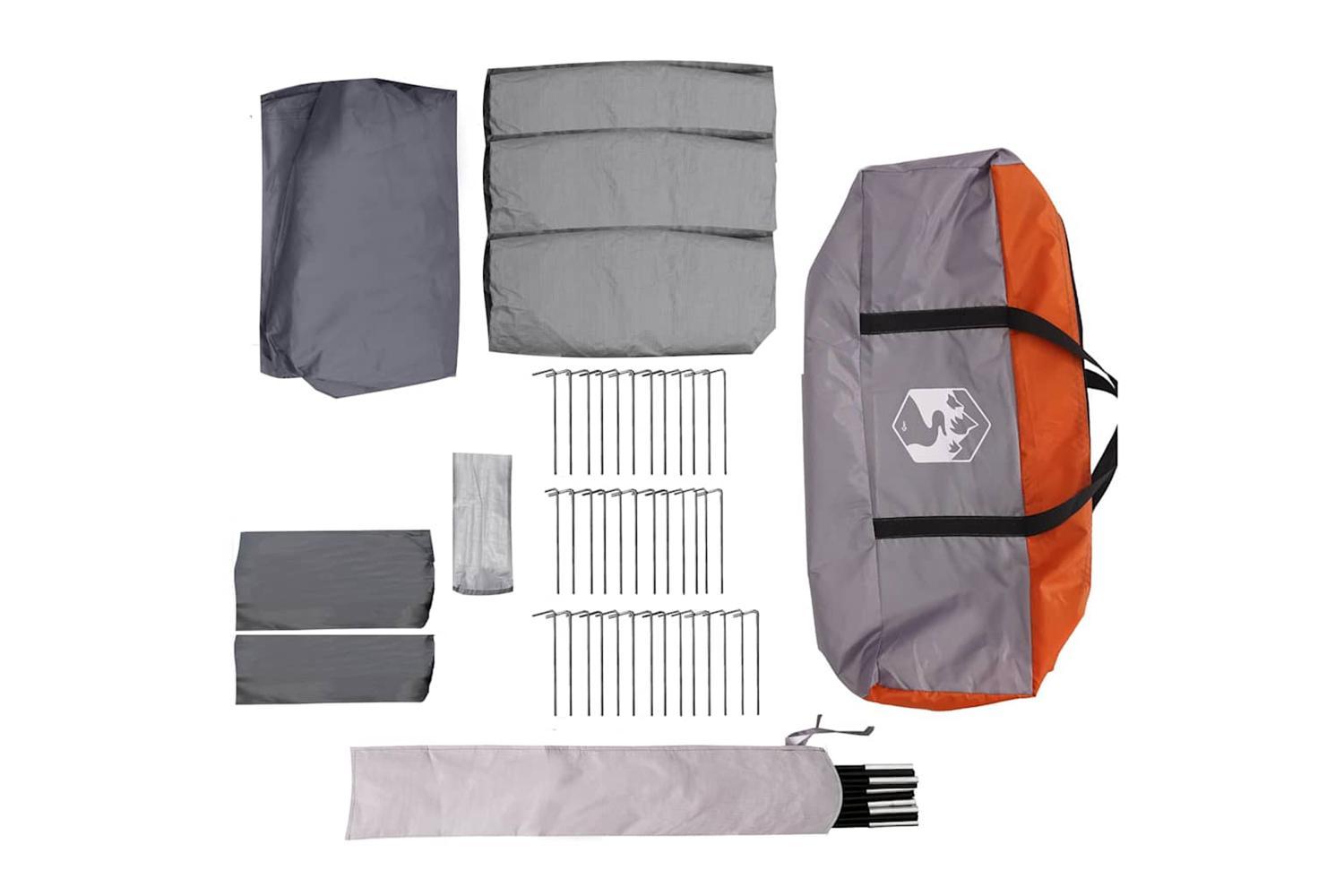 Vidaxl Family Tent With Roof Grey And Orange 760 X 645 X 230 Cm-9