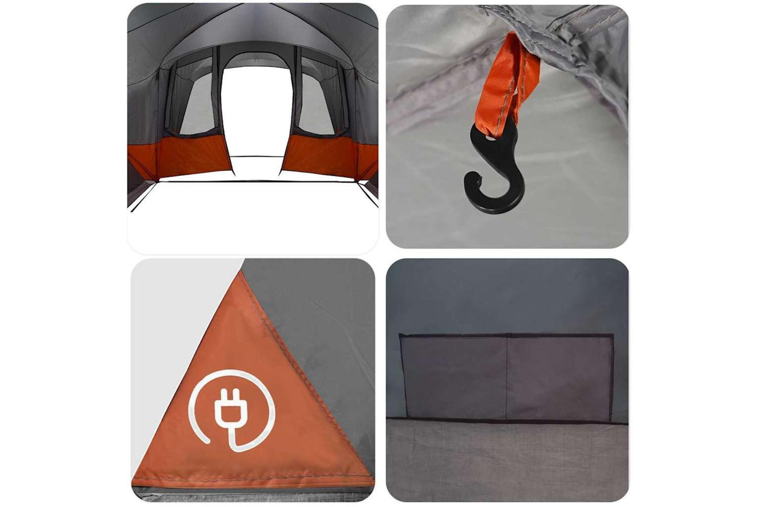 Vidaxl Family Tent With Roof Grey And Orange 760 X 645 X 230 Cm-10