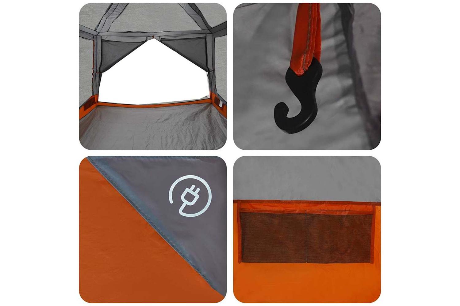 Vidaxl Inner Tent With Roof Grey And Orange 300 X 300x 250 Cm-10