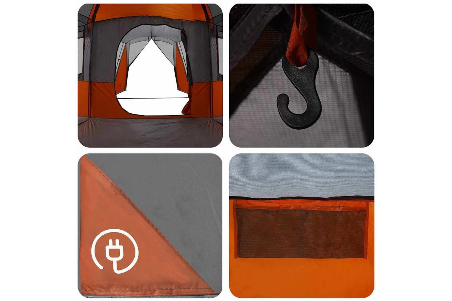 Vidaxl Family Tent With Roof Grey And Orange 745 X 700 X 217 Cm-10
