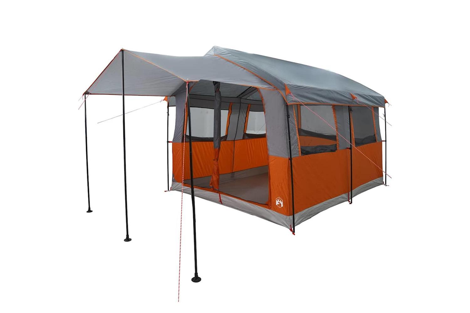 Vidaxl Family Tent With Roof Grey And Orange 324 X 255 X 230 Cm-2