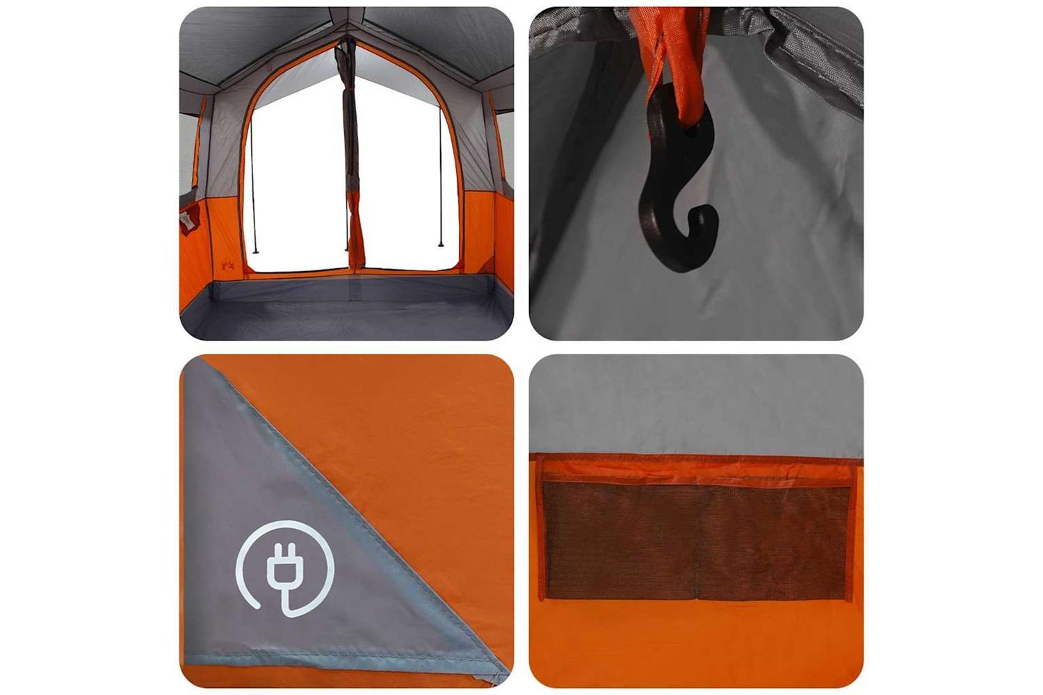 Vidaxl Family Tent With Roof Grey And Orange 324 X 255 X 230 Cm-10