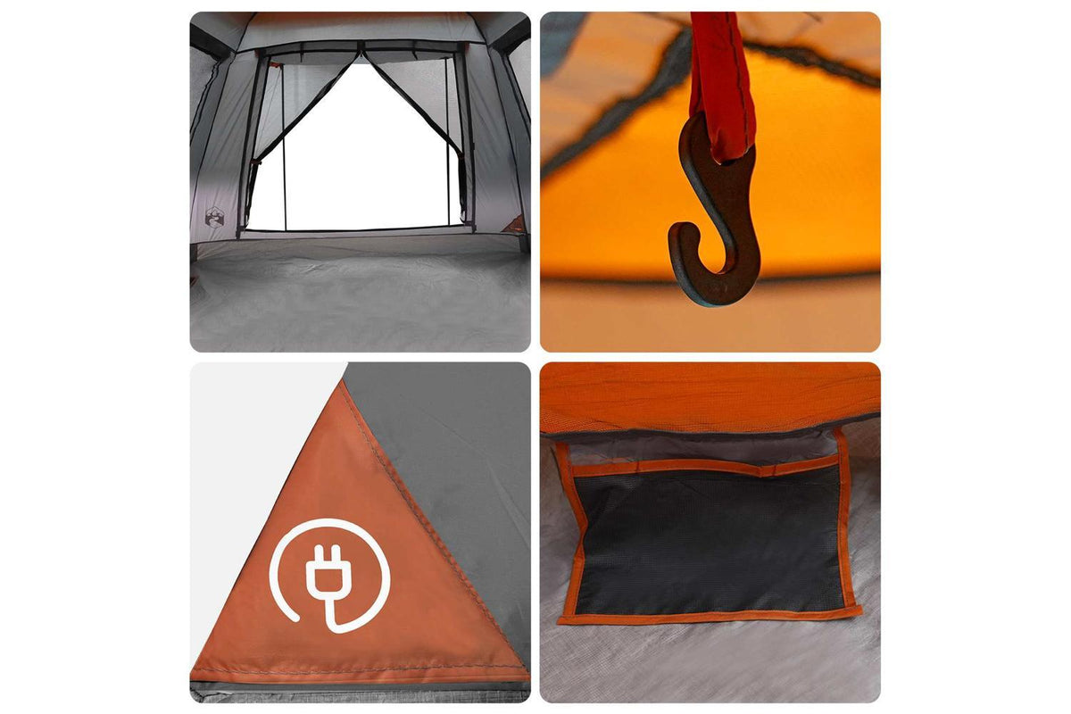 Vidaxl Instant Tent Folding Grey And Orange 205 X 205 X 143 Cm Steel-10