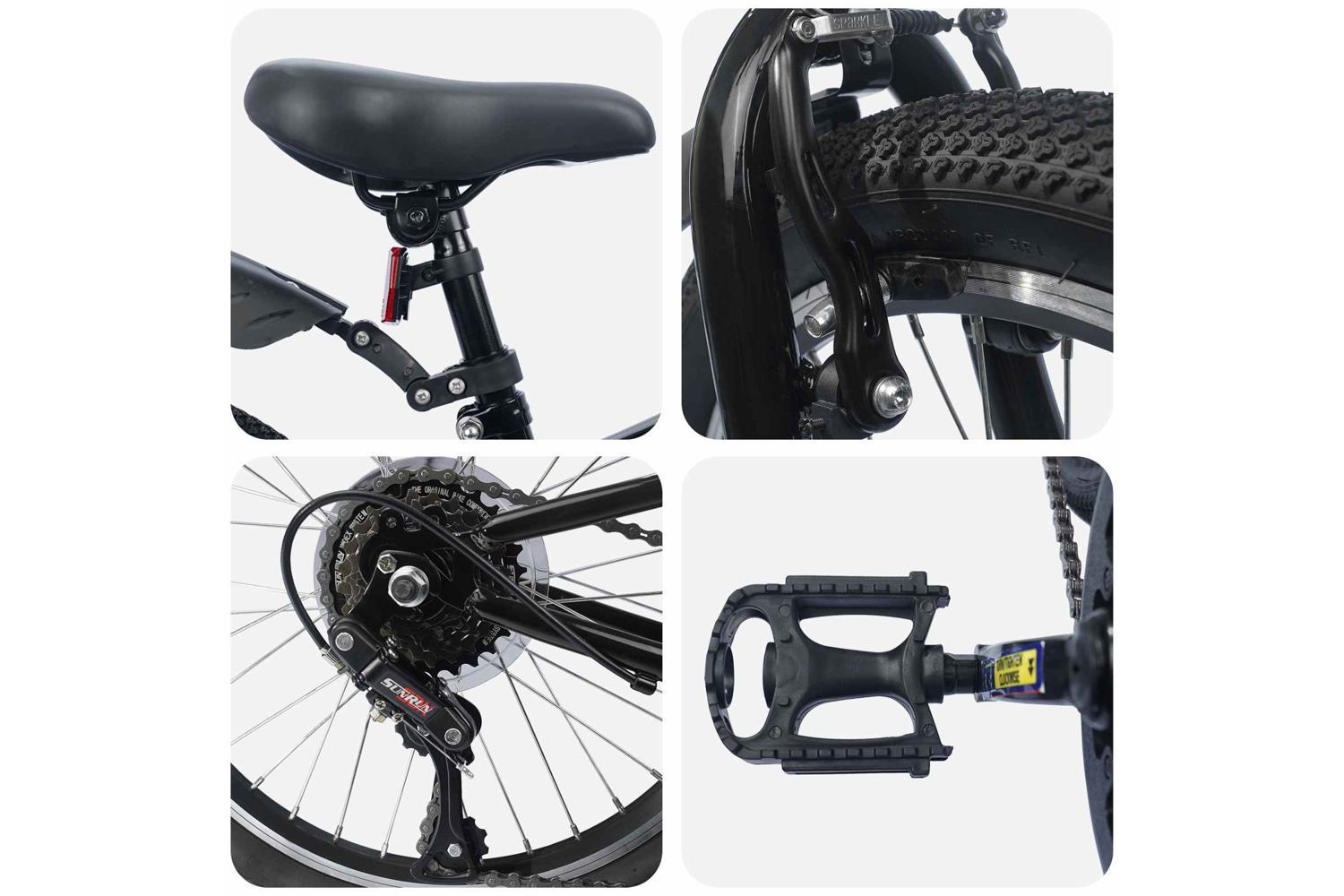 Vidaxl Kids Bike 20'' 6-speed For 6-11 Years Old Black-4