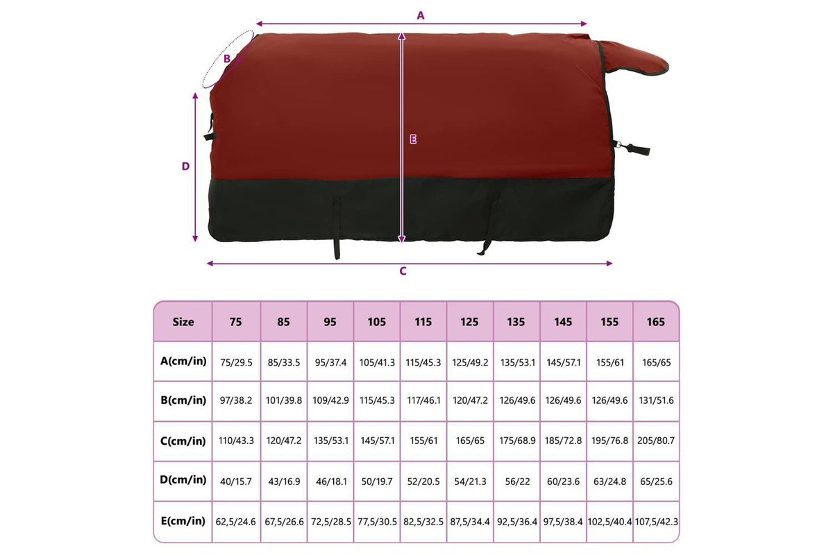Vidaxl Horse Blanket Bordeaux And Black 105 Cm Polyester-10