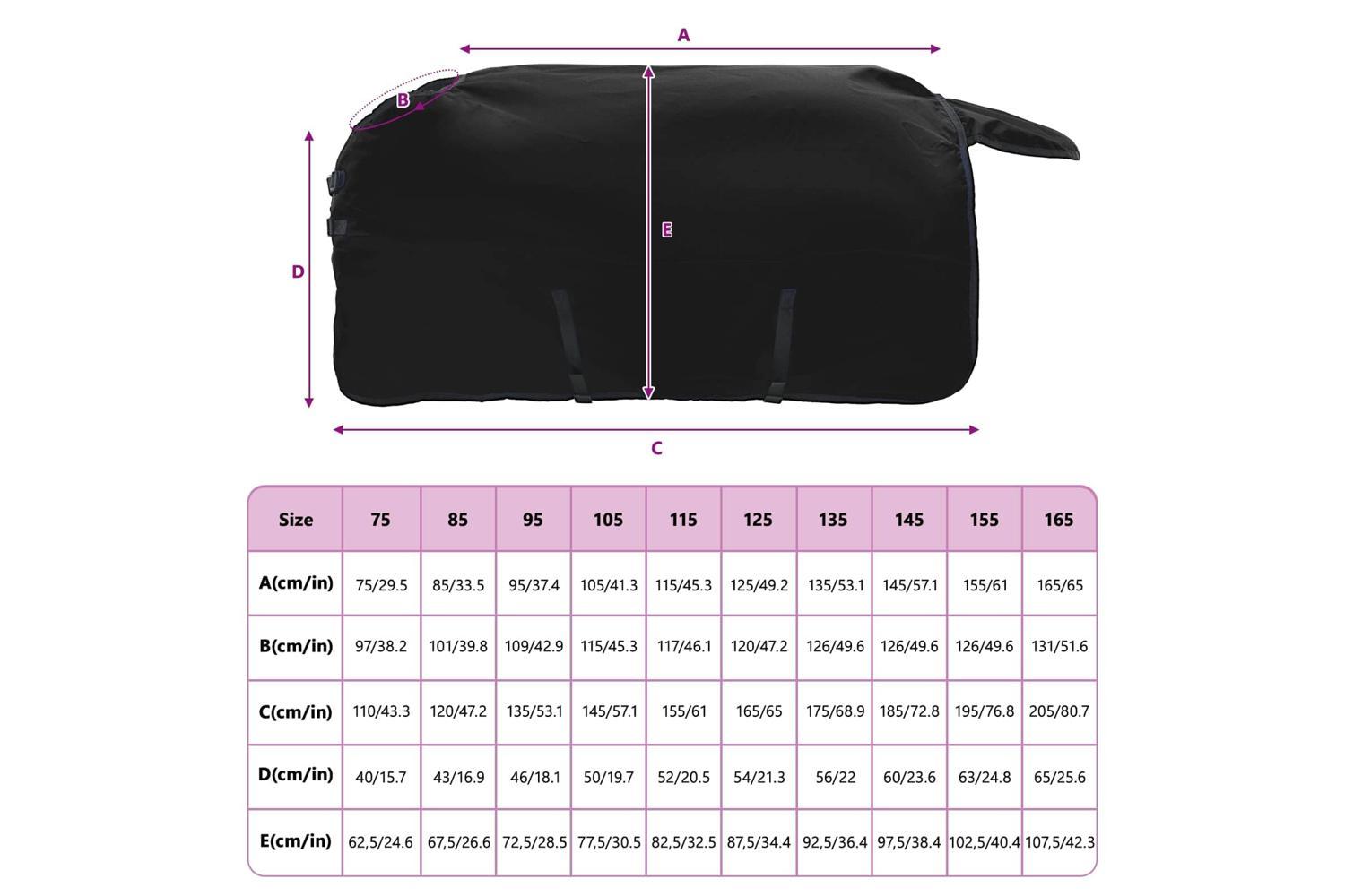 Vidaxl Horse Blanket Full Black 125 Cm Polyester-10