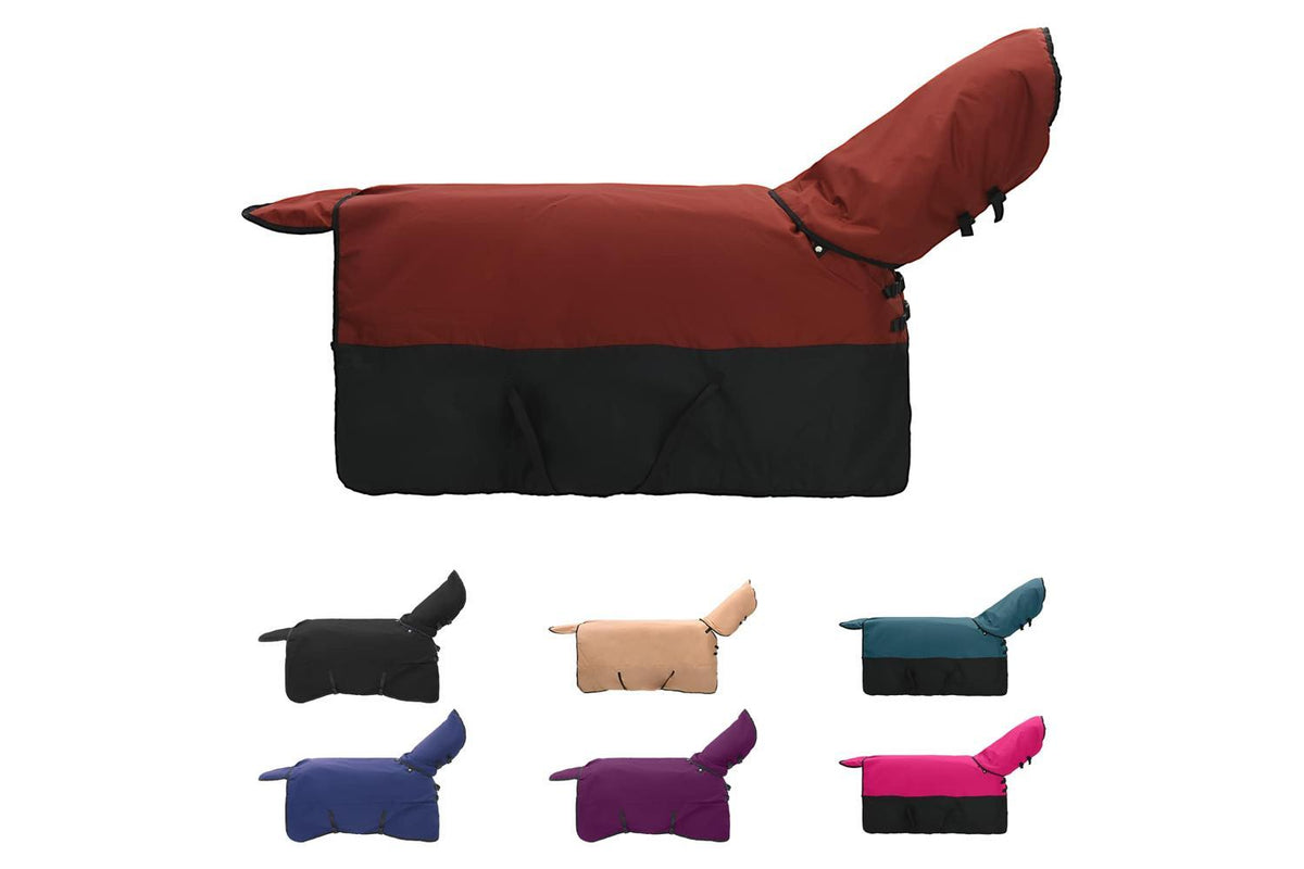 Vidaxl Horse Blanket Bordeaux And Black 145 Cm Polyester-2