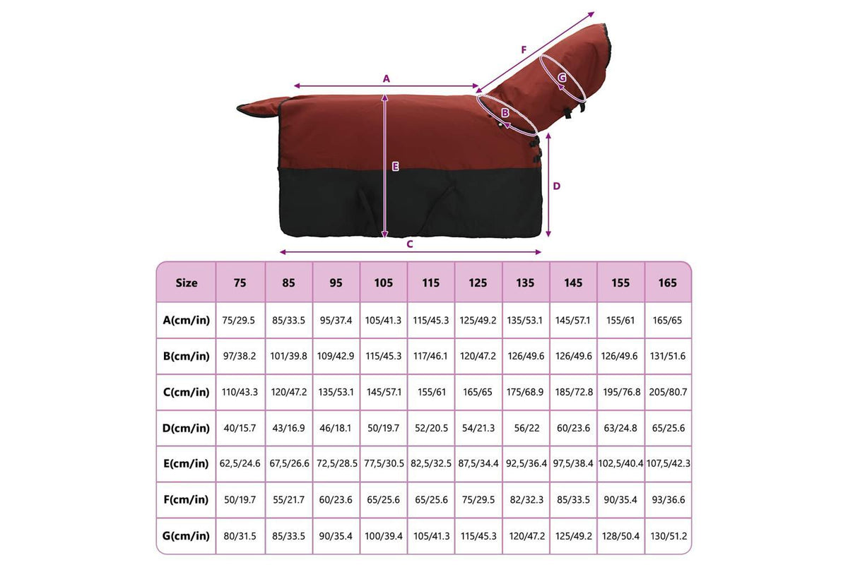 Vidaxl Horse Blanket Bordeaux And Black 145 Cm Polyester-10