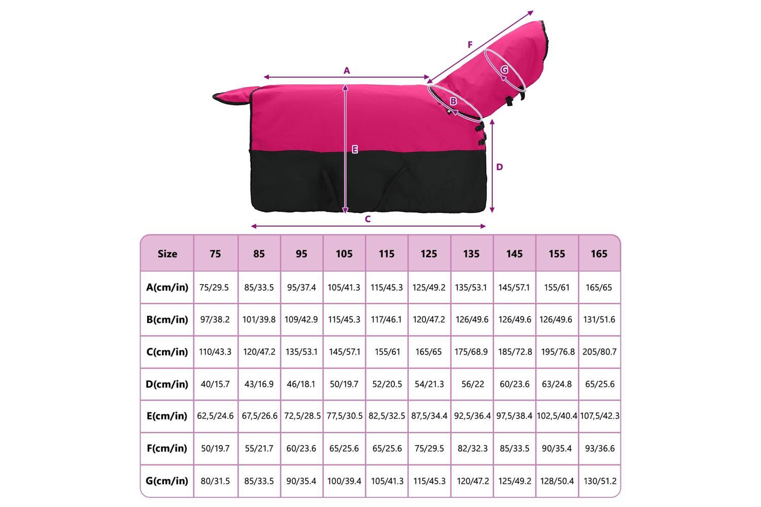 Vidaxl Horse Blanket Pink And Black 85 Cm Polyester-10