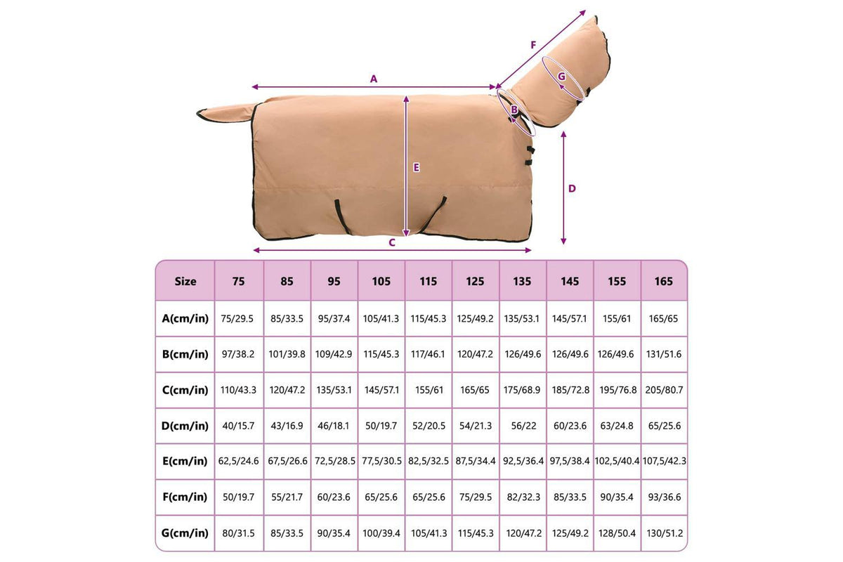 Vidaxl Horse Blanket Cappuccino 75 Cm Polyester-10