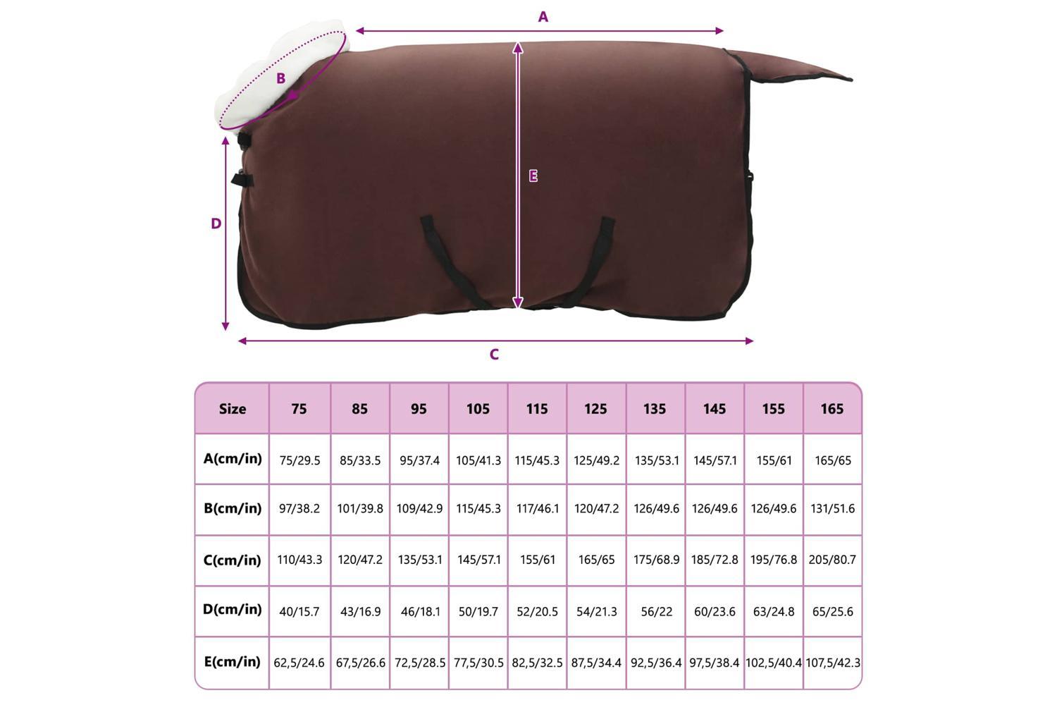 Vidaxl Horse Blanket Full Dark Brown 75 Cm Polar Fleece-9