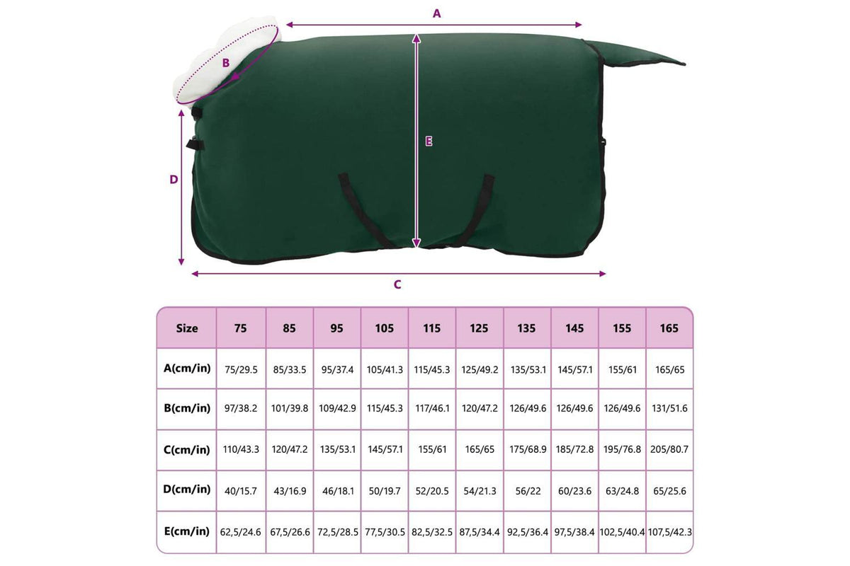 Vidaxl Horse Blanket Full Dark Green 105 Cm Polar Fleece-9
