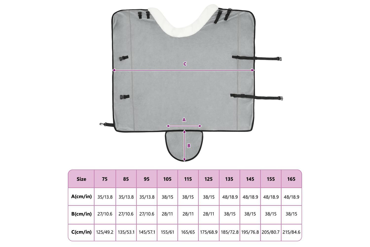 Vidaxl Horse Blanket Full Light Grey And Pink 165 Cm Polar Fleece-10