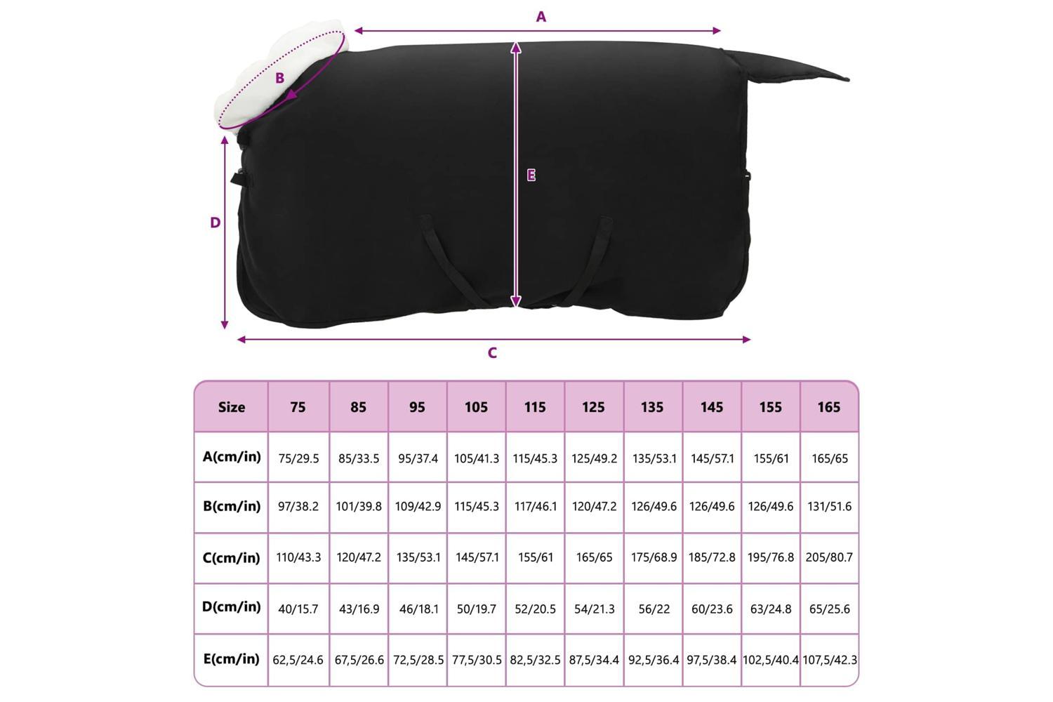 Vidaxl Horse Blanket Black 95 Cm Polar Fleece-9