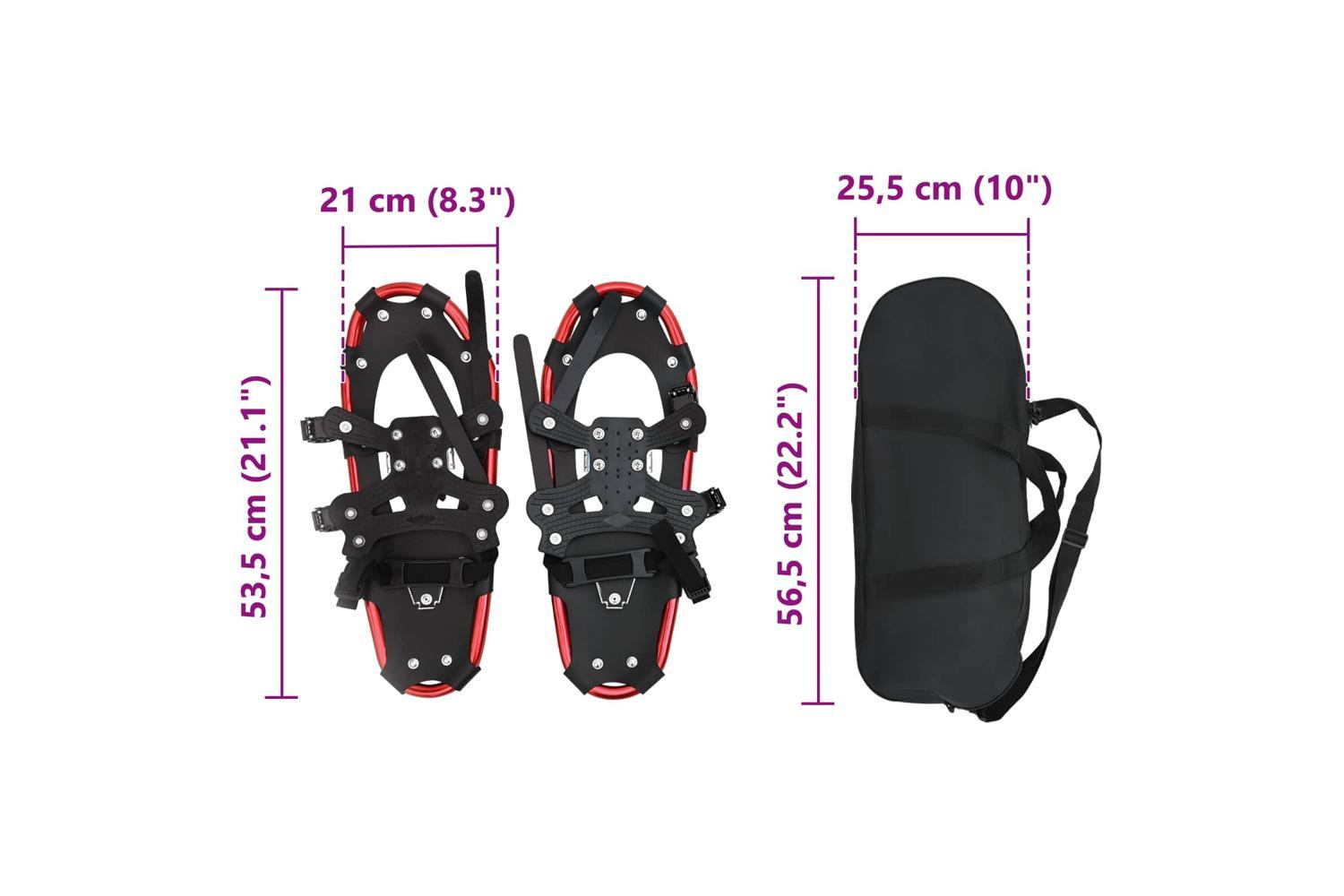 Vidaxl 3 In 1 Snowshoes Red And Black 21 Inches Aluminum And Hdpe-8