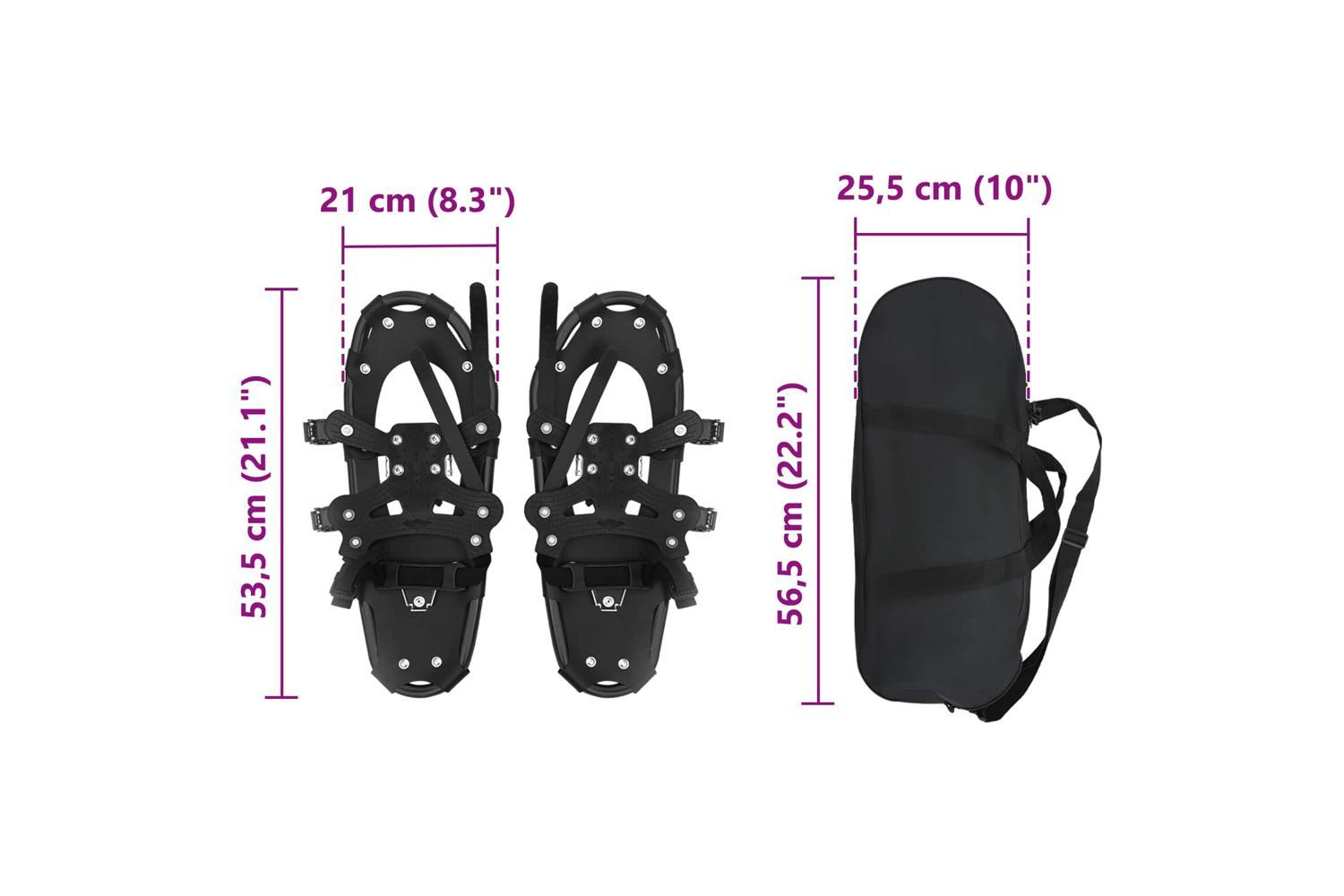 Vidaxl 3 In 1 Snowshoes Black 21 Inches Aluminum And Hdpe-8