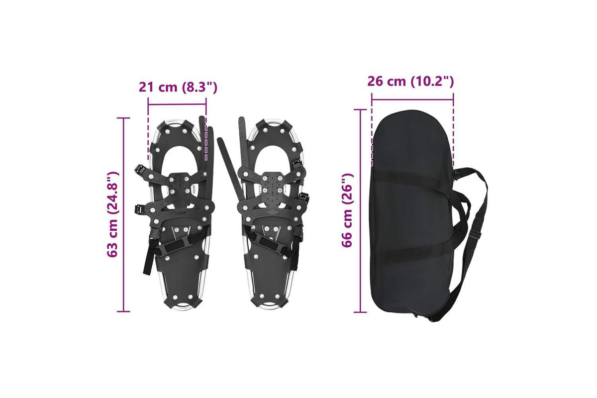 Vidaxl 3 In 1 Snowshoes Silver And Black 25 Inches Aluminum And Hdpe-8
