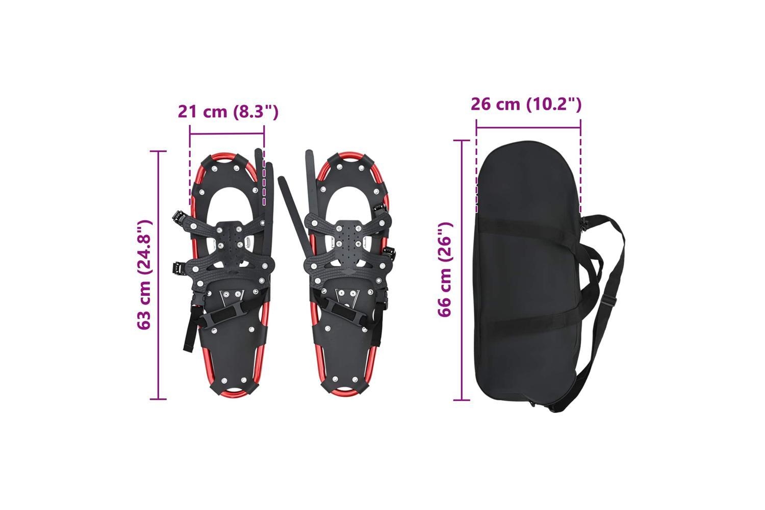 Vidaxl 3 In 1 Snowshoes Red And Black 25 Inches Aluminum And Hdpe-8