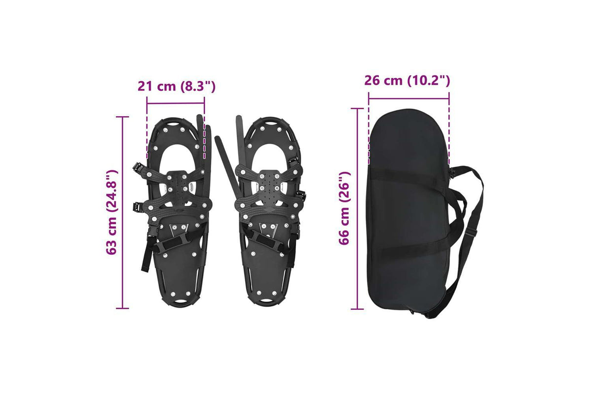 Vidaxl 3 In 1 Snowshoes Black 25 Inches Aluminum And Hdpe-8