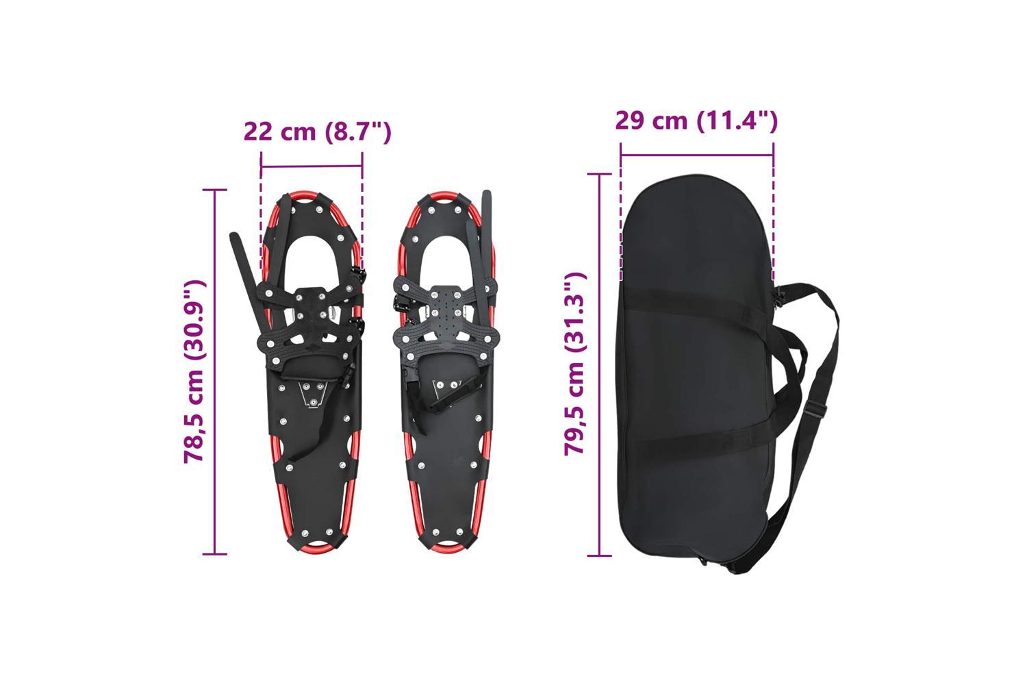 Vidaxl 3 In 1 Snowshoes Red And Black 30 Inches Aluminum And Hdpe-8