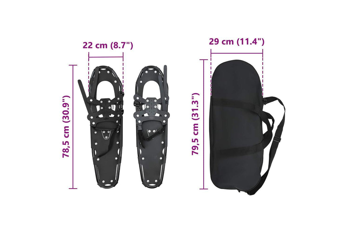 Vidaxl 3 In 1 Snowshoes Black 30 Inches Aluminum And Hdpe-8