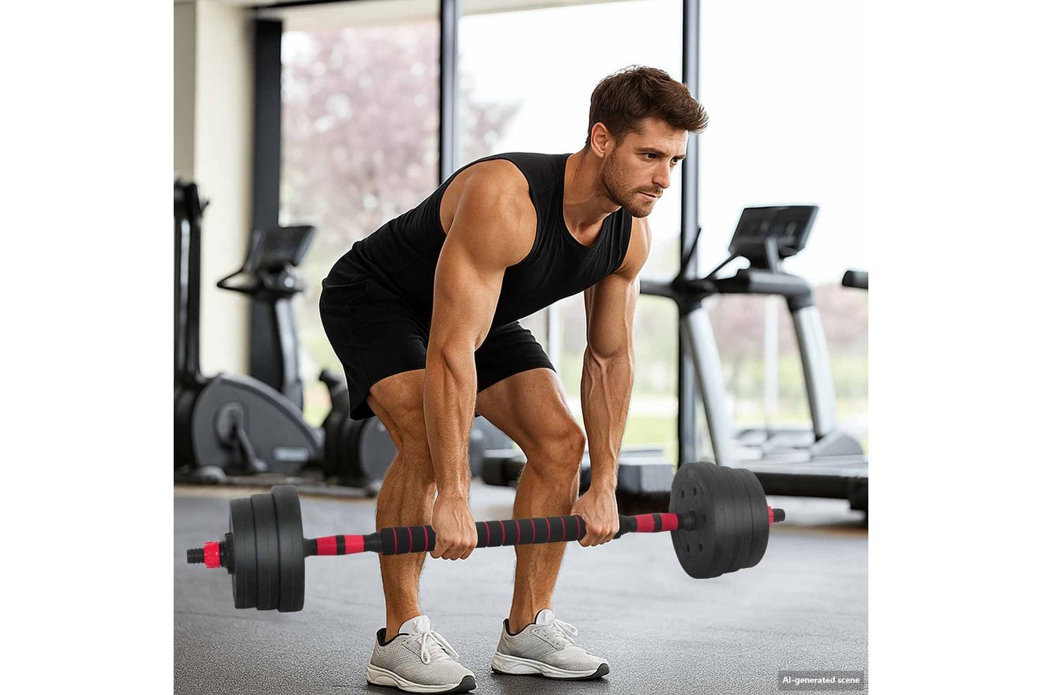 Vidaxl 2-in-1 Dumbbell Set Black And Red 121 X 19.5 X 19.5 Cm-3