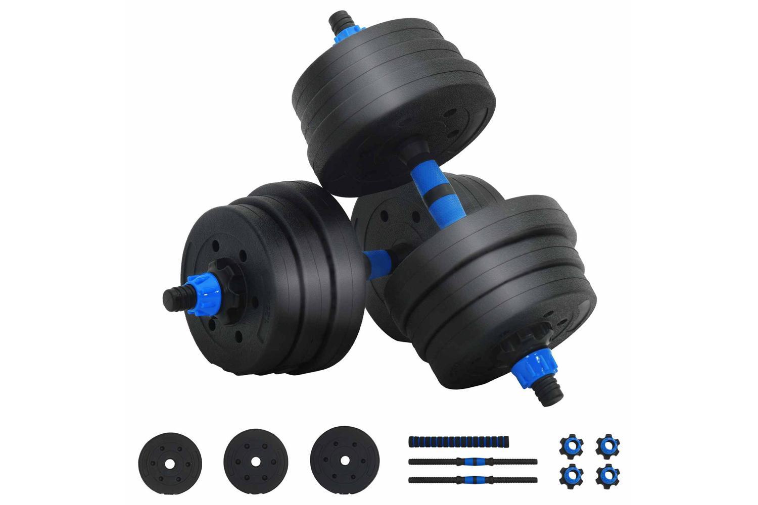 Vidaxl 2-in-1 Dumbbell Set Black And Blue 121 X 19.5 X 19.5 Cm-2