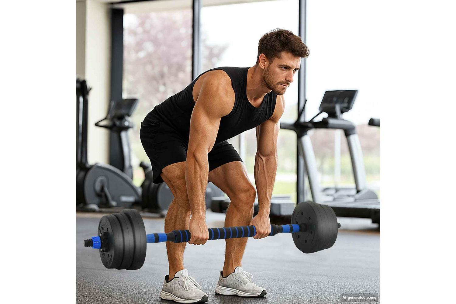 Vidaxl 2-in-1 Dumbbell Set Black And Blue 121 X 19.5 X 19.5 Cm-3