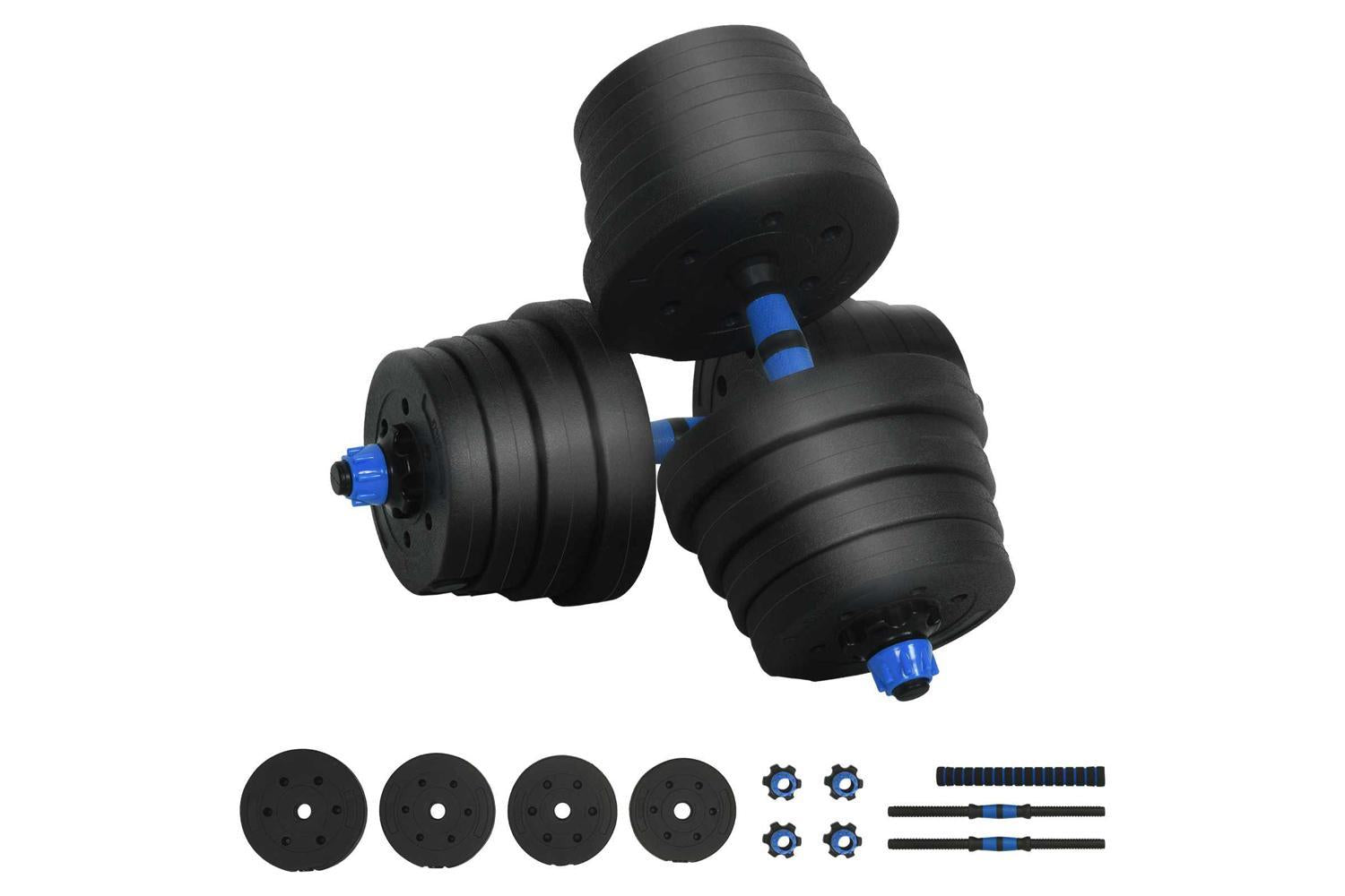 Vidaxl 2-in-1 Dumbbell Set Black And Blue 121 X 19.5 X 19.5 Cm-2