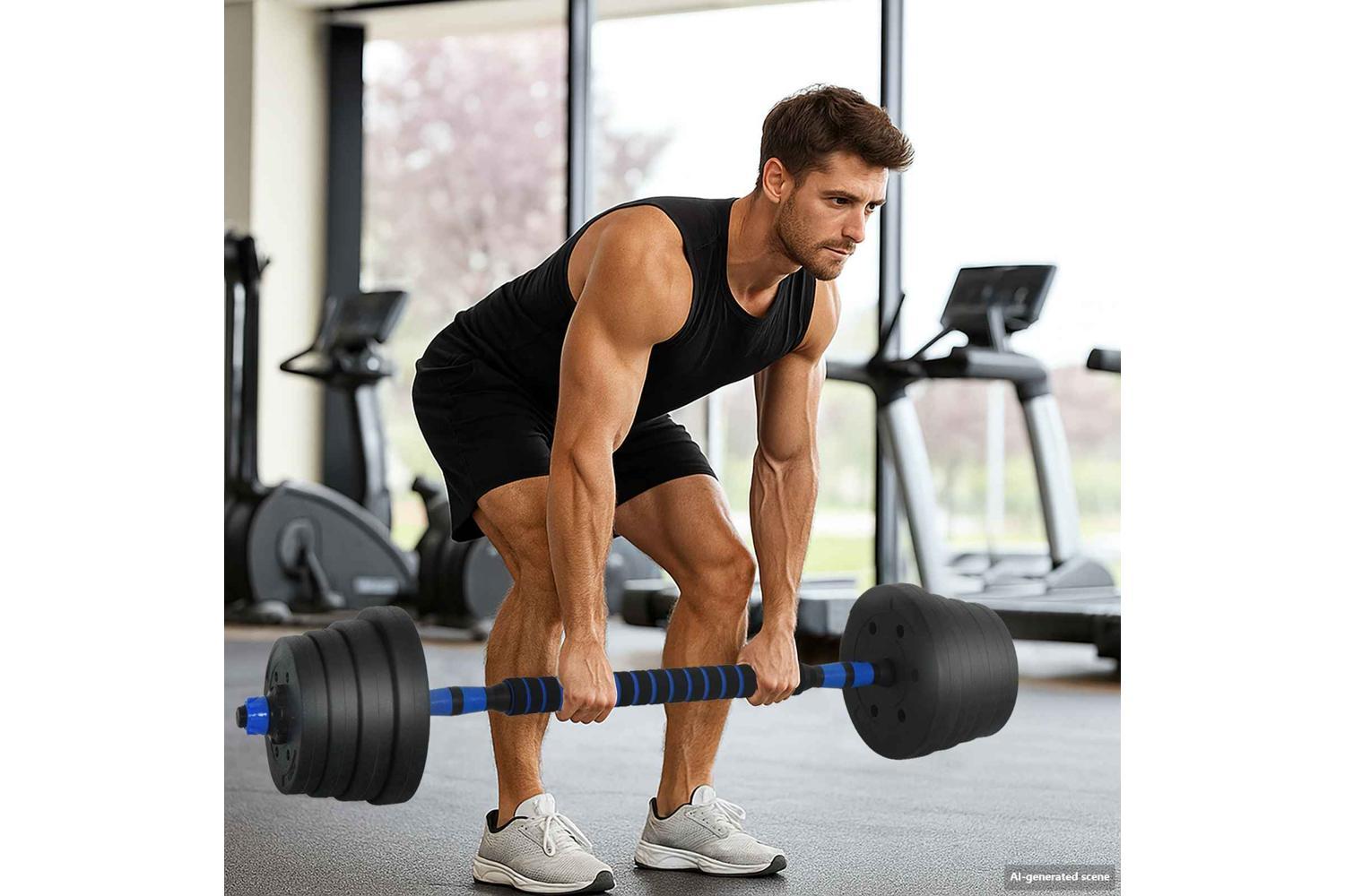 Vidaxl 2-in-1 Dumbbell Set Black And Blue 121 X 19.5 X 19.5 Cm-3