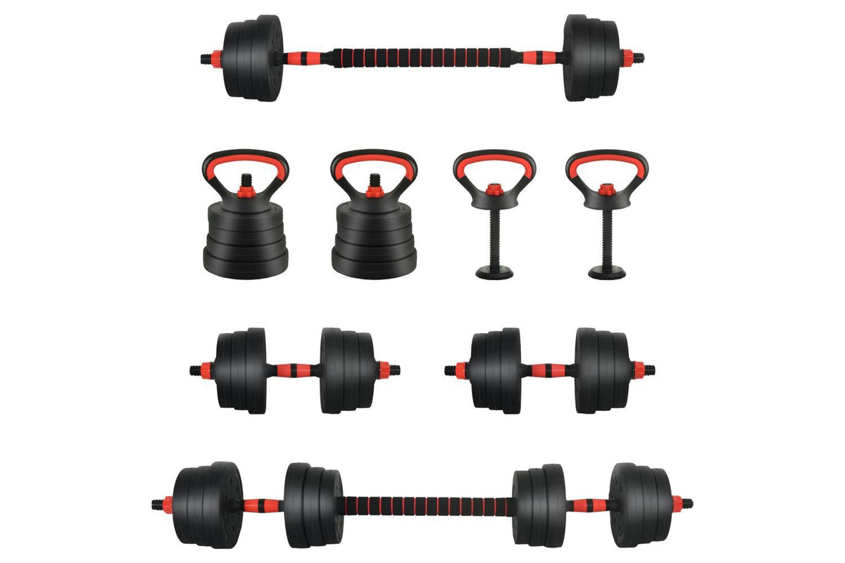 Vidaxl 4-in-1 Dumbbell Set Black And Red 121 X 19.5 X 19.5 Cm-2