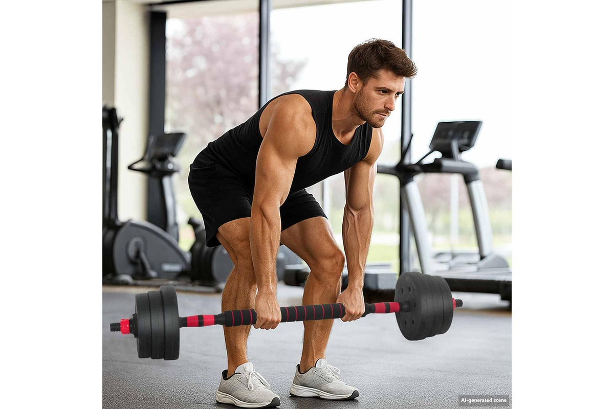 Vidaxl 4-in-1 Dumbbell Set Black And Red 121 X 19.5 X 19.5 Cm-3