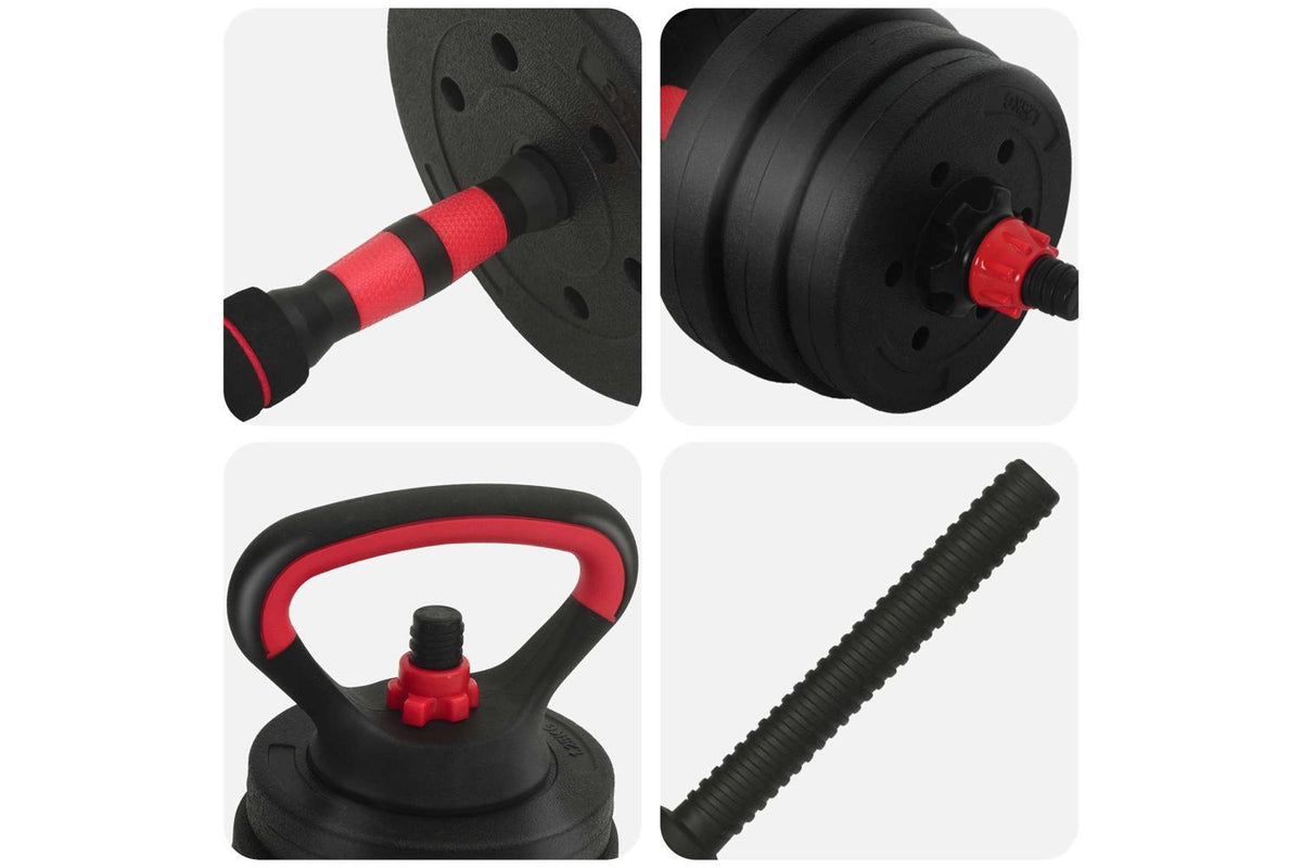 Vidaxl 4-in-1 Dumbbell Set Black And Red 121 X 19.5 X 19.5 Cm-8