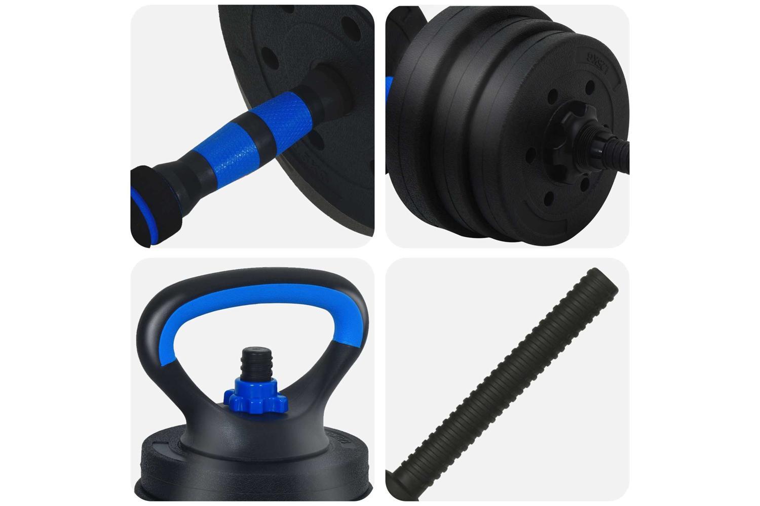 Vidaxl 4-in-1 Dumbbell Set Black And Blue 121 X 19.5 X 19.5 Cm-8