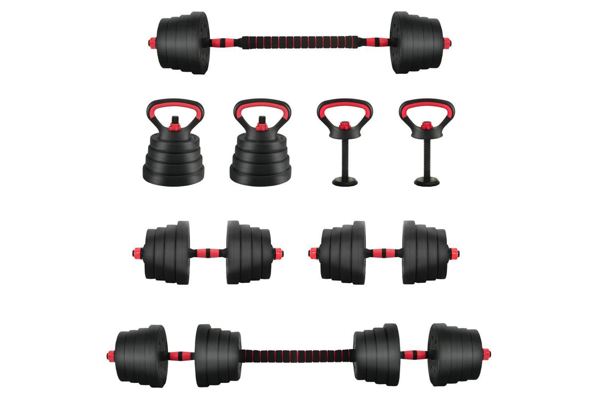 Vidaxl 4-in-1 Dumbbell Set Black And Red 121 X 19.5 X 19.5 Cm-2