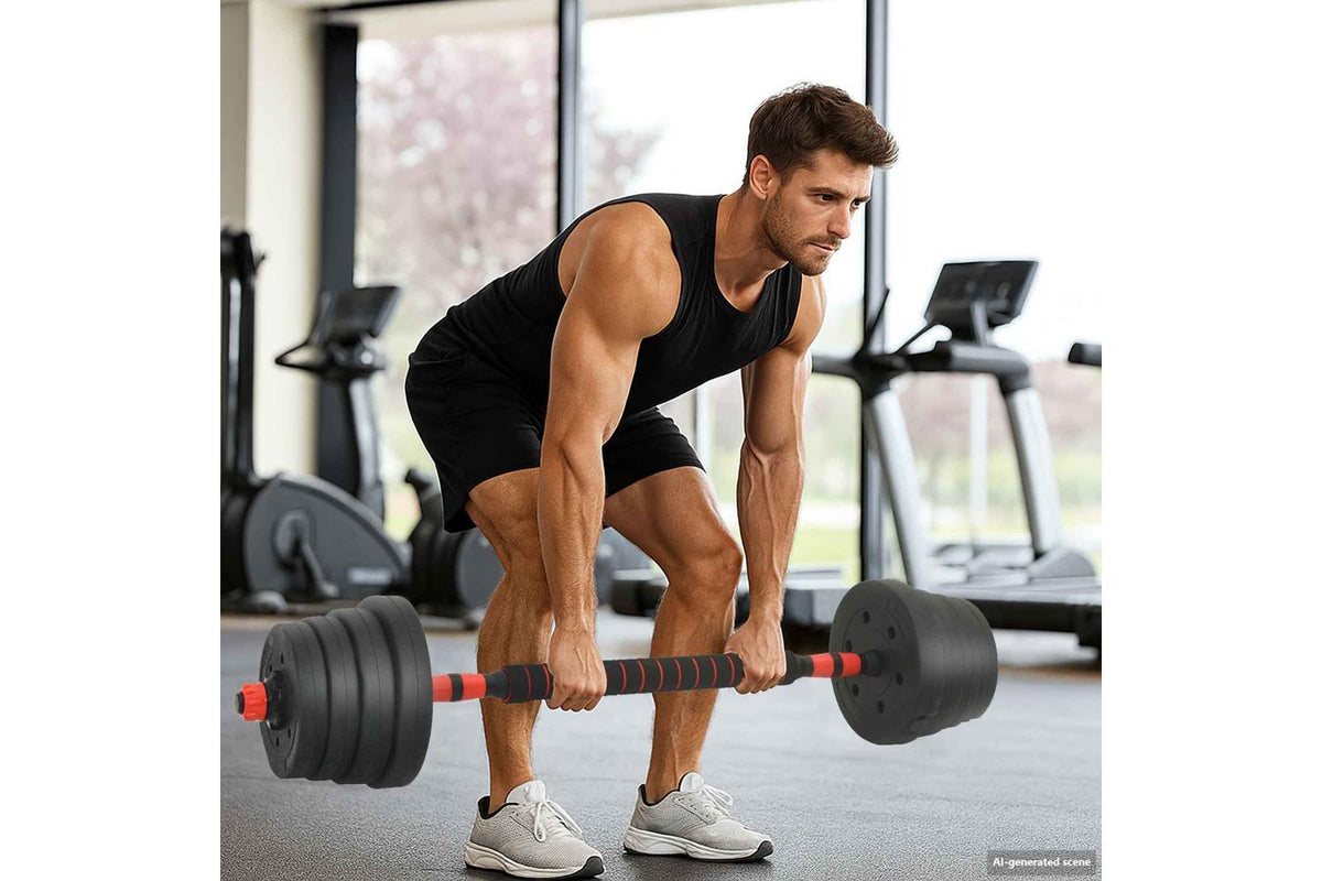 Vidaxl 4-in-1 Dumbbell Set Black And Red 121 X 19.5 X 19.5 Cm-3