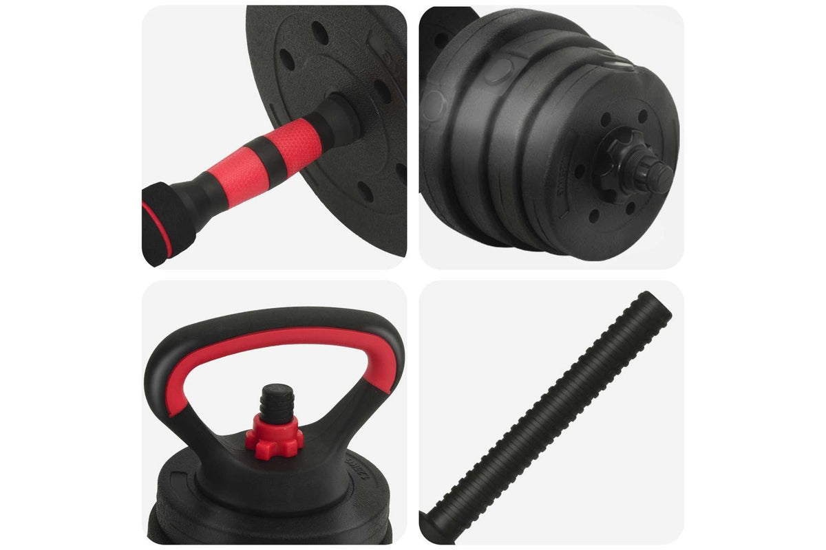 Vidaxl 4-in-1 Dumbbell Set Black And Red 121 X 19.5 X 19.5 Cm-8