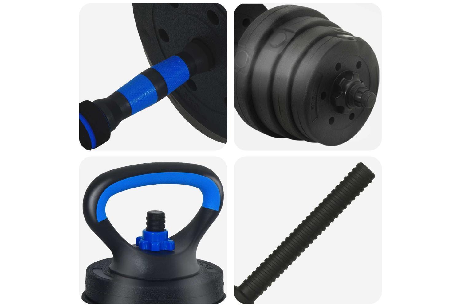 Vidaxl 4-in-1 Dumbbell Set Black And Blue 121 X 19.5 X 19.5 Cm-8