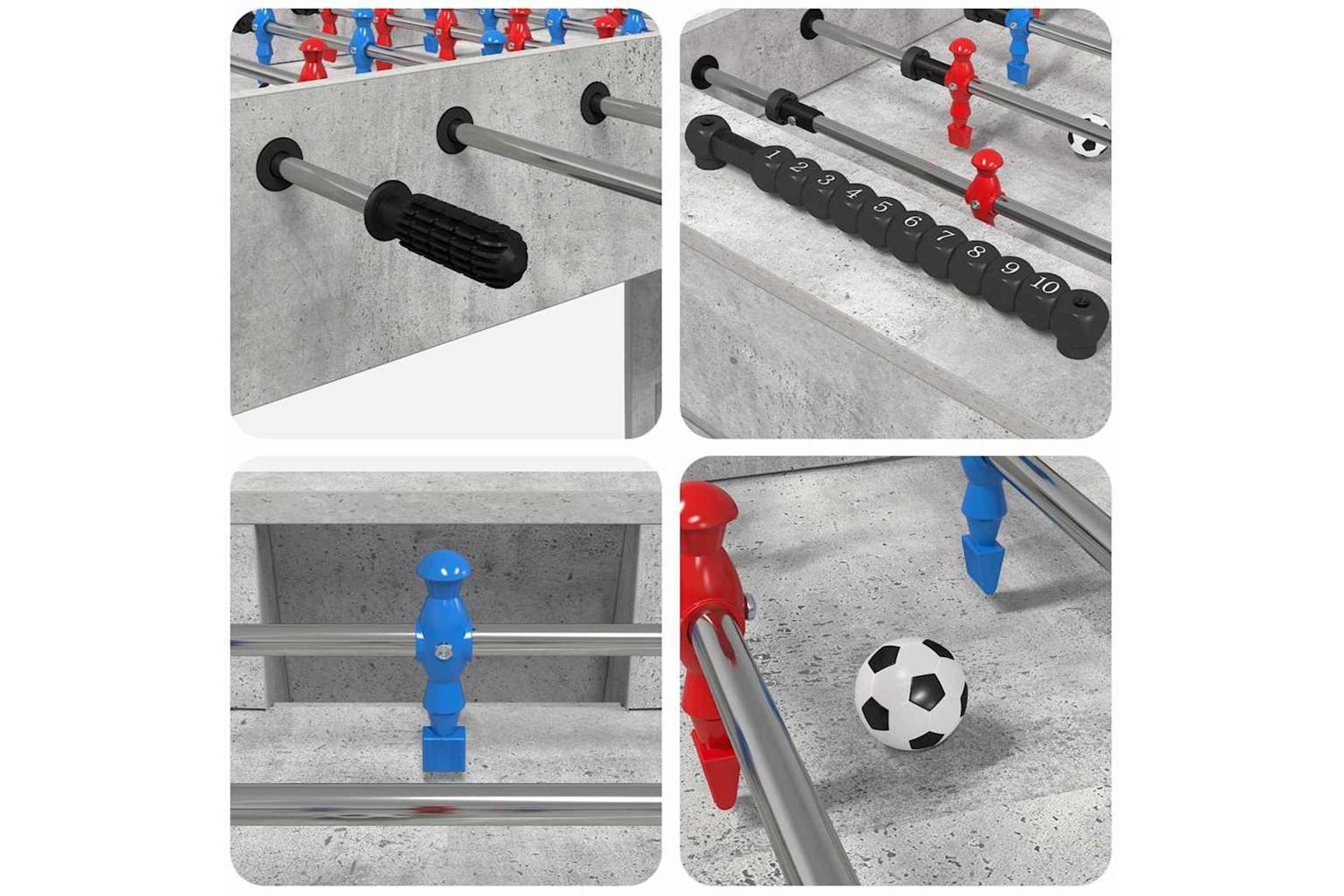 Vidaxl Foosball Table Concrete Grey 125 X 60.5 X 80 Cm Engineered Wood-8